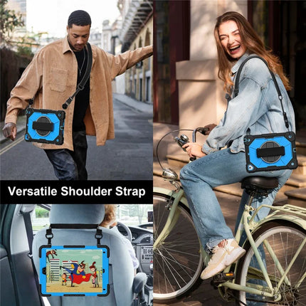 Tablet Case For iPad 9.7-inch (2018) / (2017) / Air 2 Silicone + PC Kickstand Cover with Handy Strap, Shoulder Strap