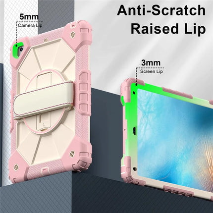 Tablet Case For iPad 9.7-inch (2018) / (2017) / Air 2 Silicone + PC Kickstand Cover with Handy Strap, Shoulder Strap