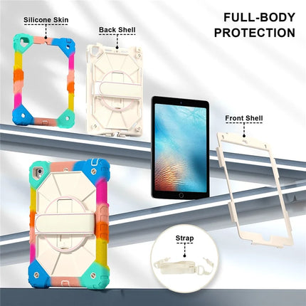 Tablet Case For iPad 9.7-inch (2018) / (2017) / Air 2 Silicone + PC Kickstand Cover with Handy Strap, Shoulder Strap