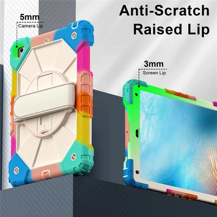Tablet Case For iPad 9.7-inch (2018) / (2017) / Air 2 Silicone + PC Kickstand Cover with Handy Strap, Shoulder Strap
