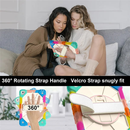 Tablet Case For iPad 9.7-inch (2018) / (2017) / Air 2 Silicone + PC Kickstand Cover with Handy Strap, Shoulder Strap