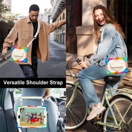 Tablet Case For iPad 9.7-inch (2018) / (2017) / Air 2 Silicone + PC Kickstand Cover with Handy Strap, Shoulder Strap