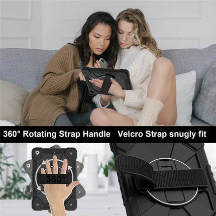 Tablet Case For iPad 10.2 (2021) / (2020) / (2019) Silicone + PC Kickstand Cover with Handy Strap, Shoulder Strap