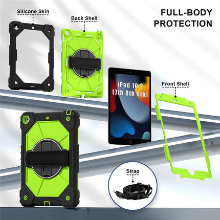 Tablet Case For iPad 10.2 (2021) / (2020) / (2019) Silicone + PC Kickstand Cover with Handy Strap, Shoulder Strap