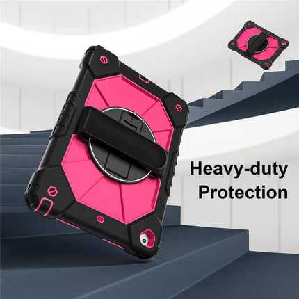 Tablet Case For iPad 10.2 (2021) / (2020) / (2019) Silicone + PC Kickstand Cover with Handy Strap, Shoulder Strap