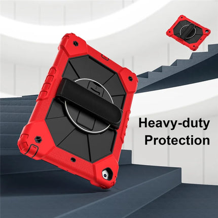 Tablet Case For iPad 10.2 (2021) / (2020) / (2019) Silicone + PC Kickstand Cover with Handy Strap, Shoulder Strap