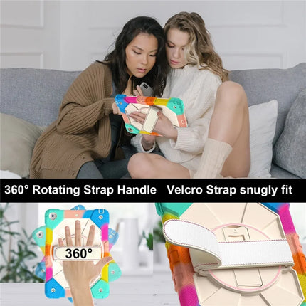 Tablet Case For iPad 10.2 (2021) / (2020) / (2019) Silicone + PC Kickstand Cover with Handy Strap, Shoulder Strap