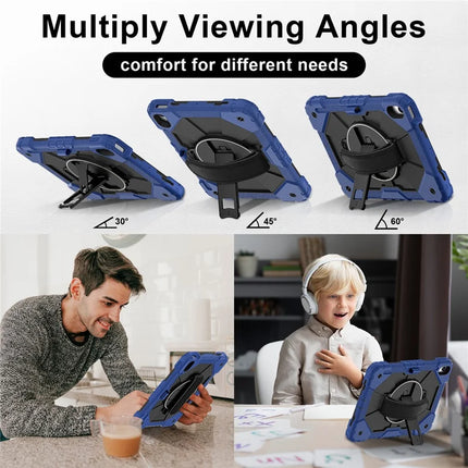 For iPad 10.9 (2022) Case Silicone + PC Kickstand Tablet Cover with Handy Strap, Shoulder Strap