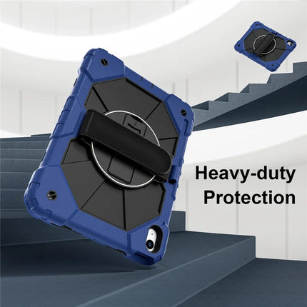 For iPad 10.9 (2022) Case Silicone + PC Kickstand Tablet Cover with Handy Strap, Shoulder Strap