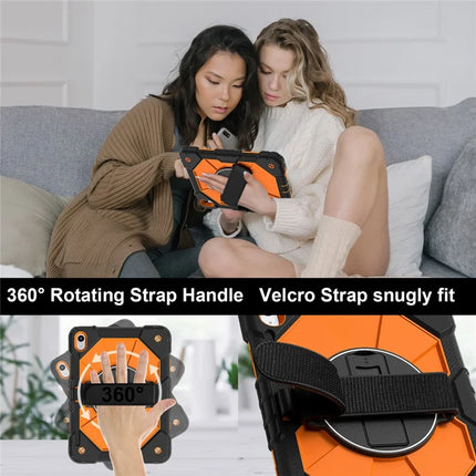 For iPad 10.9 (2022) Case Silicone + PC Kickstand Tablet Cover with Handy Strap, Shoulder Strap