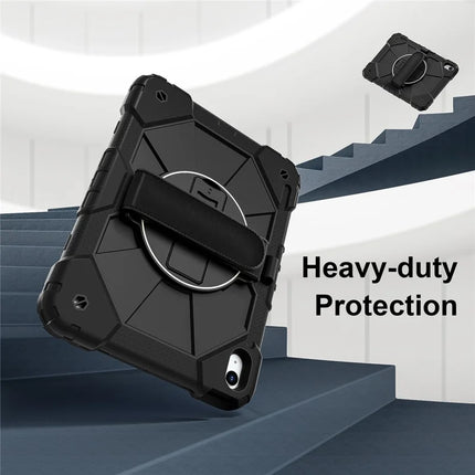 For iPad 10.9 (2022) Case Silicone + PC Kickstand Tablet Cover with Handy Strap, Shoulder Strap