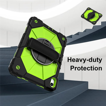 For iPad 10.9 (2022) Case Silicone + PC Kickstand Tablet Cover with Handy Strap, Shoulder Strap