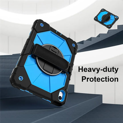 For iPad 10.9 (2022) Case Silicone + PC Kickstand Tablet Cover with Handy Strap, Shoulder Strap