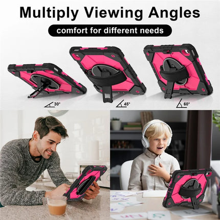 For iPad 10.9 (2022) Case Silicone + PC Kickstand Tablet Cover with Handy Strap, Shoulder Strap