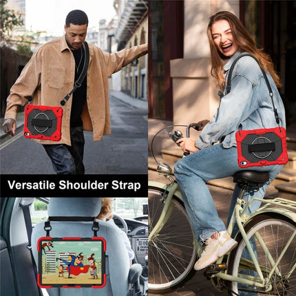 For iPad 10.9 (2022) Case Silicone + PC Kickstand Tablet Cover with Handy Strap, Shoulder Strap