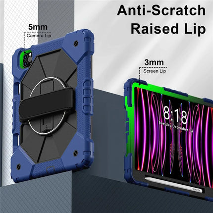 Tablet Case For iPad Pro 11 (2022) / (2021) / (2020) / (2018) / iPad Air (2022) / (2020) Silicone + PC Kickstand Cover with Strap