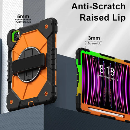 Tablet Case For iPad Pro 11 (2022) / (2021) / (2020) / (2018) / iPad Air (2022) / (2020) Silicone + PC Kickstand Cover with Strap