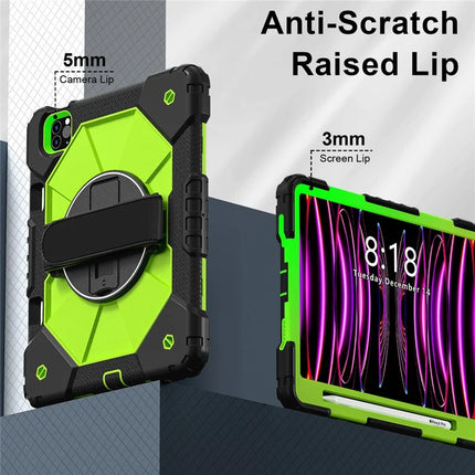 Tablet Case For iPad Pro 11 (2022) / (2021) / (2020) / (2018) / iPad Air (2022) / (2020) Silicone + PC Kickstand Cover with Strap