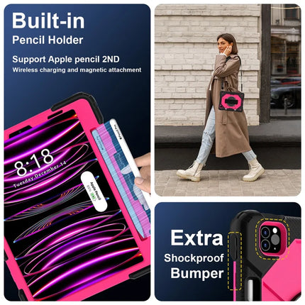Tablet Case For iPad Pro 11 (2022) / (2021) / (2020) / (2018) / iPad Air (2022) / (2020) Silicone + PC Kickstand Cover with Strap