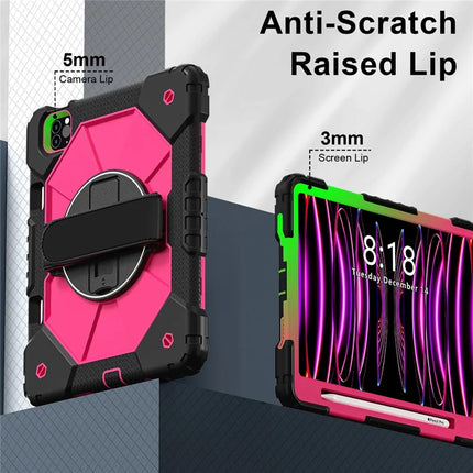 Tablet Case For iPad Pro 11 (2022) / (2021) / (2020) / (2018) / iPad Air (2022) / (2020) Silicone + PC Kickstand Cover with Strap
