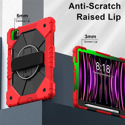 Tablet Case For iPad Pro 11 (2022) / (2021) / (2020) / (2018) / iPad Air (2022) / (2020) Silicone + PC Kickstand Cover with Strap