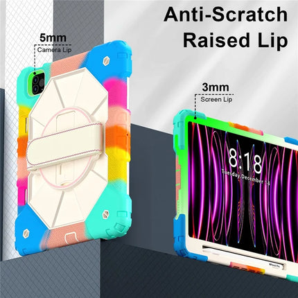 Tablet Case For iPad Pro 11 (2022) / (2021) / (2020) / (2018) / iPad Air (2022) / (2020) Silicone + PC Kickstand Cover with Strap