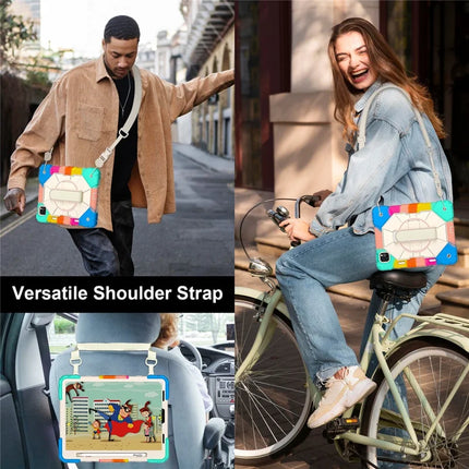 Tablet Case For iPad Pro 11 (2022) / (2021) / (2020) / (2018) / iPad Air (2022) / (2020) Silicone + PC Kickstand Cover with Strap
