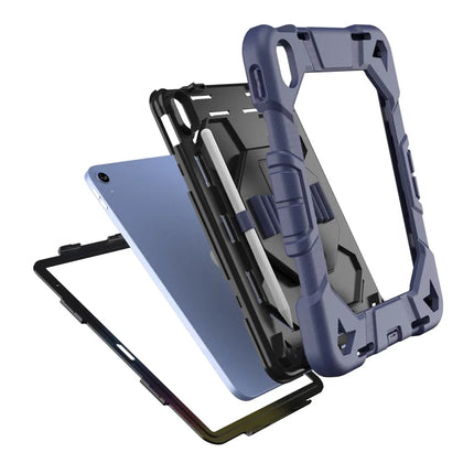 For iPad 10.9 (2022) Case with Kickstand Wrist Strap PC + Silicone Tablet Cover