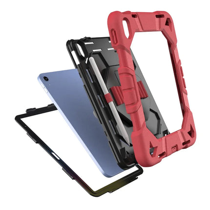 For iPad 10.9 (2022) Case with Kickstand Wrist Strap PC + Silicone Tablet Cover