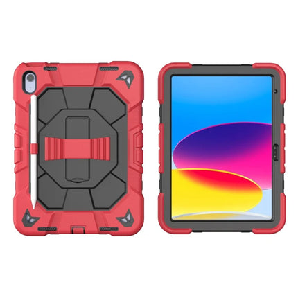 For iPad 10.9 (2022) Case with Kickstand Wrist Strap PC + Silicone Tablet Cover