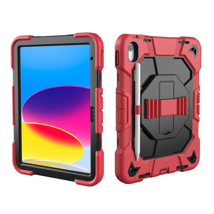 For iPad 10.9 (2022) Case with Kickstand Wrist Strap PC + Silicone Tablet Cover