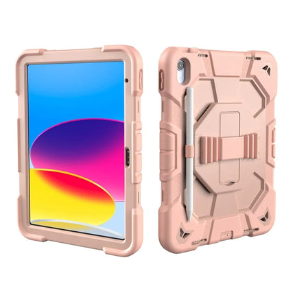 For iPad 10.9 (2022) Case with Kickstand Wrist Strap PC + Silicone Tablet Cover