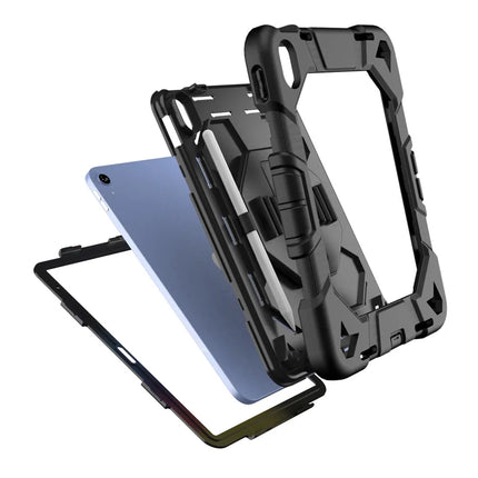 For iPad 10.9 (2022) Case with Kickstand Wrist Strap PC + Silicone Tablet Cover