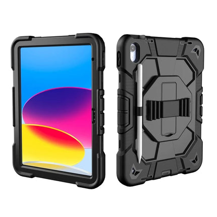 For iPad 10.9 (2022) Case with Kickstand Wrist Strap PC + Silicone Tablet Cover