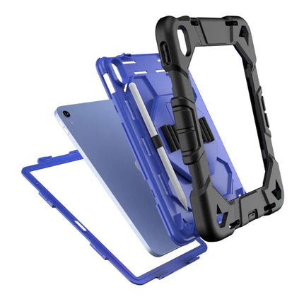 For iPad 10.9 (2022) Case with Kickstand Wrist Strap PC + Silicone Tablet Cover