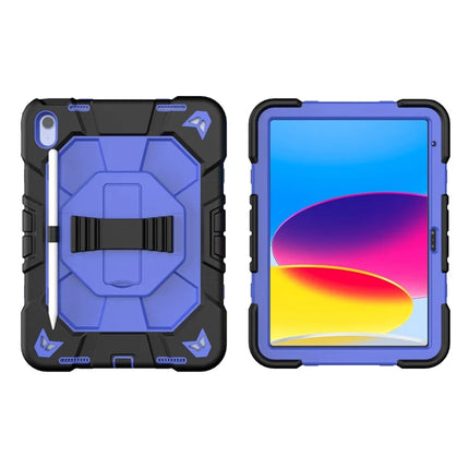 For iPad 10.9 (2022) Case with Kickstand Wrist Strap PC + Silicone Tablet Cover