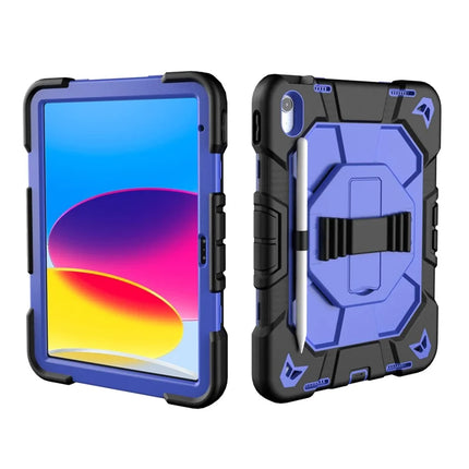 For iPad 10.9 (2022) Case with Kickstand Wrist Strap PC + Silicone Tablet Cover