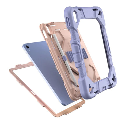 For iPad 10.9 (2022) Case with Kickstand Wrist Strap PC + Silicone Tablet Cover
