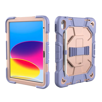 For iPad 10.9 (2022) Case with Kickstand Wrist Strap PC + Silicone Tablet Cover
