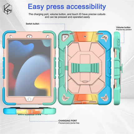 Tablet Case For iPad 10.2 (2021) / (2020) / (2019) PC + Silicone Wrist Strap Protective Cover