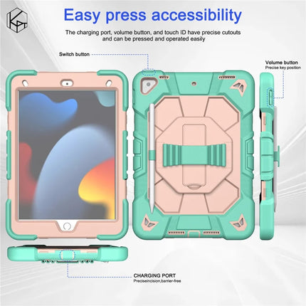 Tablet Case For iPad 10.2 (2021) / (2020) / (2019) PC + Silicone Wrist Strap Protective Cover