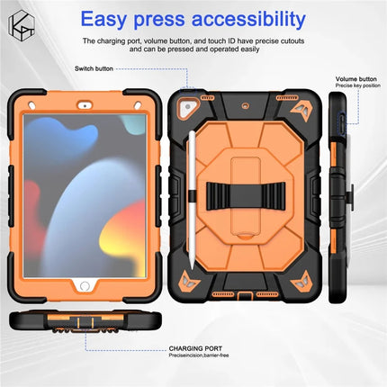 Tablet Case For iPad 10.2 (2021) / (2020) / (2019) PC + Silicone Wrist Strap Protective Cover
