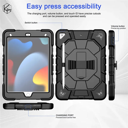 Tablet Case For iPad 10.2 (2021) / (2020) / (2019) PC + Silicone Wrist Strap Protective Cover