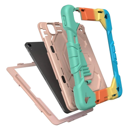 For iPad Air 11 (2024) Case with Kickstand Wrist Strap PC + Silicone Tablet Cover