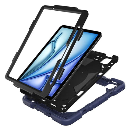 For iPad Air 11 (2024) Case with Kickstand Wrist Strap PC + Silicone Tablet Cover