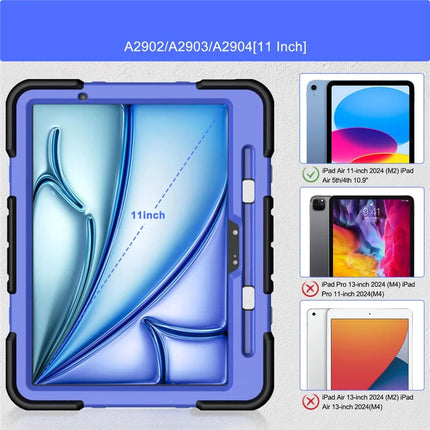 For iPad Air 11 (2024) Case with Kickstand Wrist Strap PC + Silicone Tablet Cover