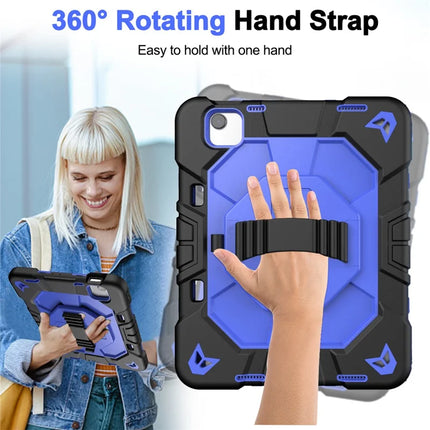 For iPad Air 11 (2024) Case with Kickstand Wrist Strap PC + Silicone Tablet Cover