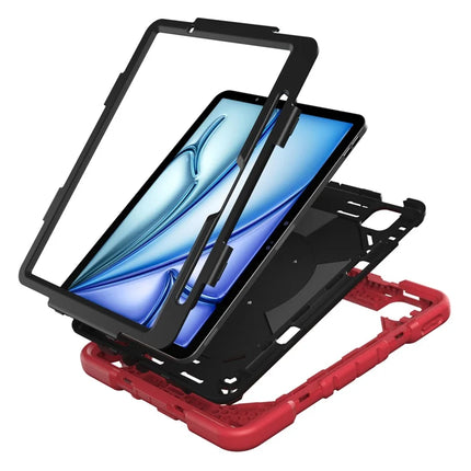 For iPad Air 11 (2024) Case with Kickstand Wrist Strap PC + Silicone Tablet Cover