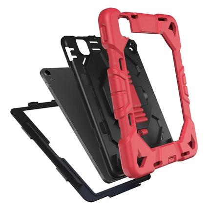 For iPad Air 11 (2024) Case with Kickstand Wrist Strap PC + Silicone Tablet Cover
