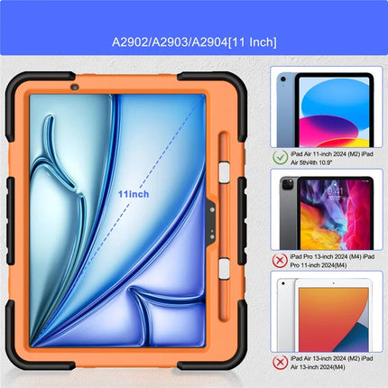 For iPad Air 11 (2024) Case with Kickstand Wrist Strap PC + Silicone Tablet Cover